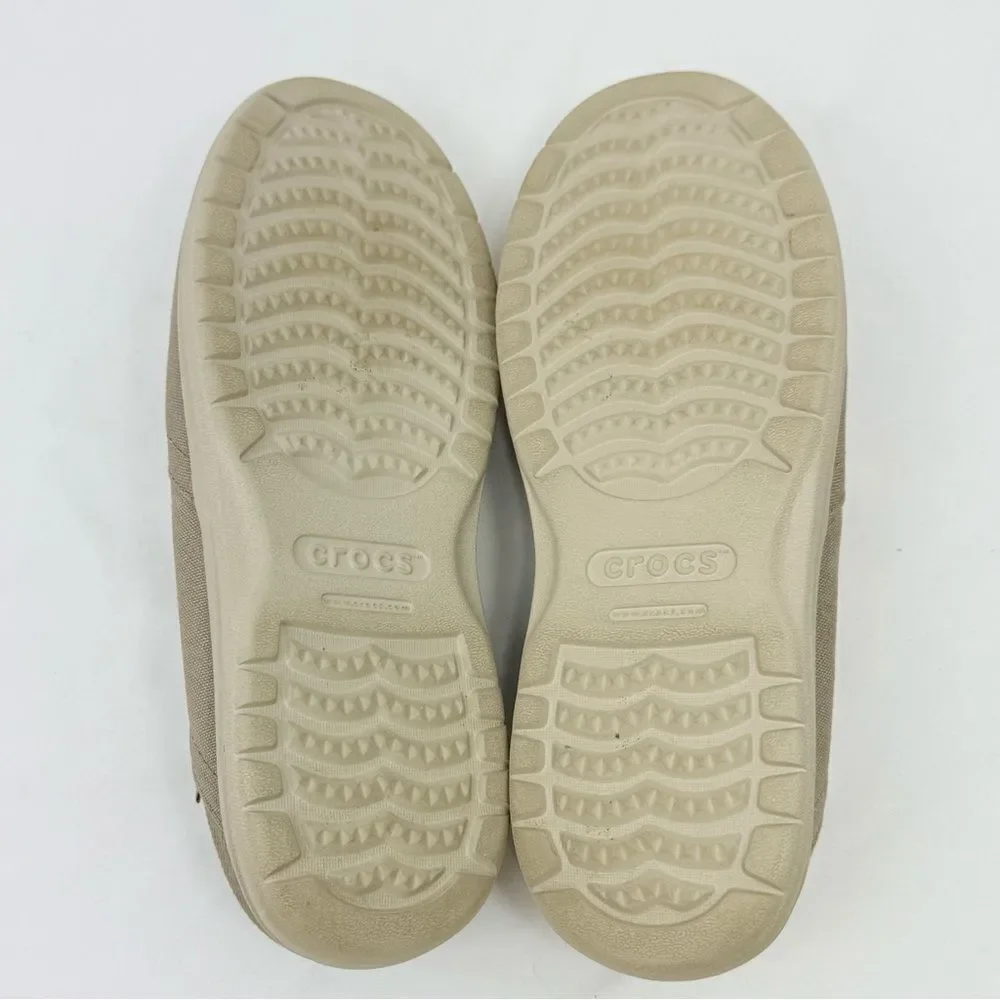 Crocs Tan Canvas Conversion Heel Slip On Deck Boat Loafers